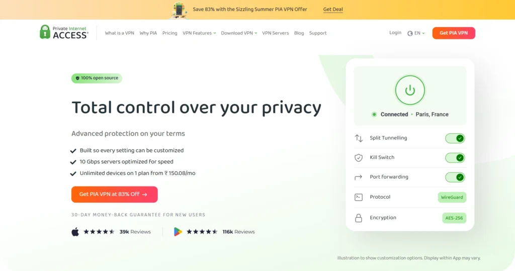 Private Internet Access (PIA) – Best for Advanced Users